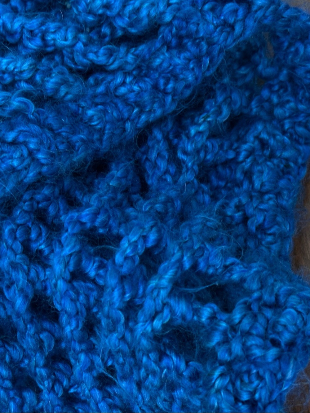 Chunky Blue Hand Knit Crochet Infinity Scarf Cowl 13” x 13” - Picture 2 of 4